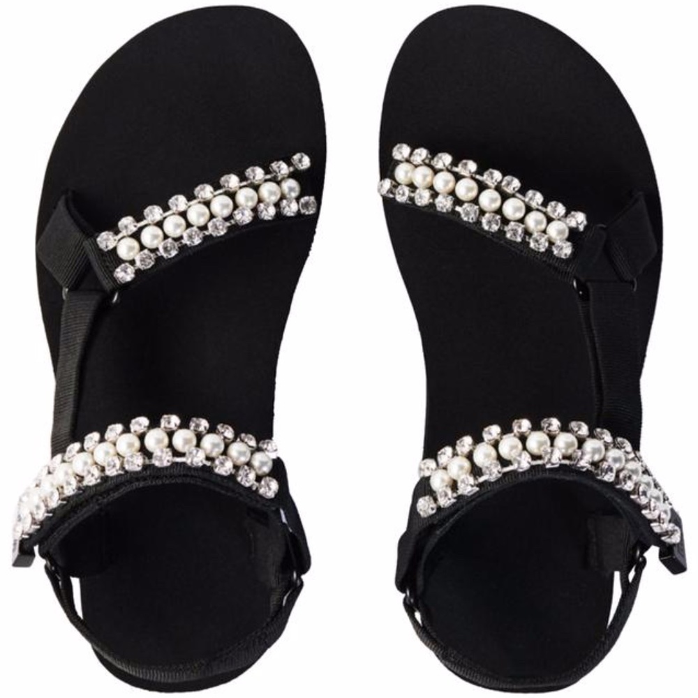 Maje Black Hiking with Diamanté and Beads Sandals